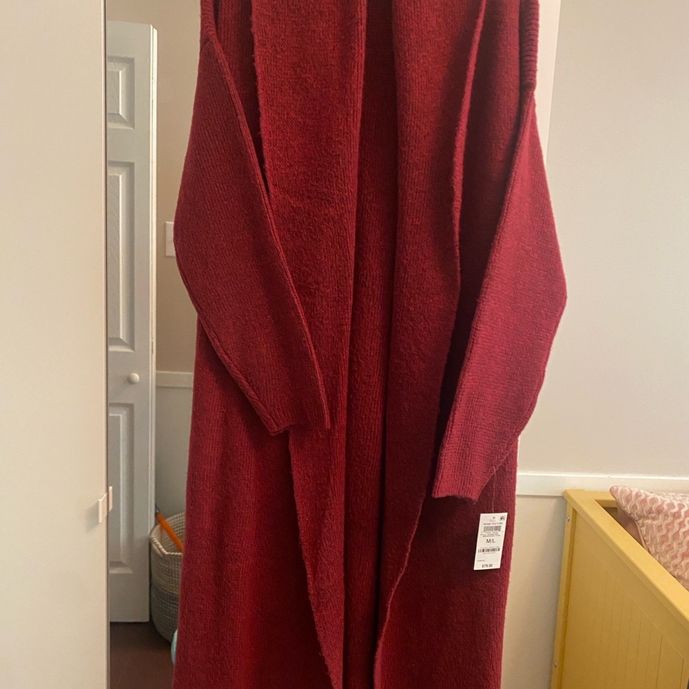Red Cozy Knit Cardigan Sweater